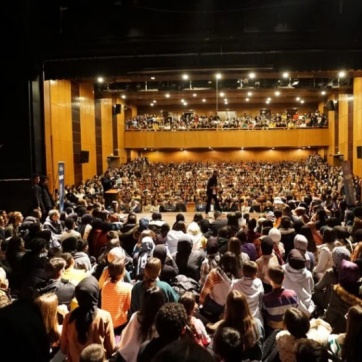 a crowd watching a performance