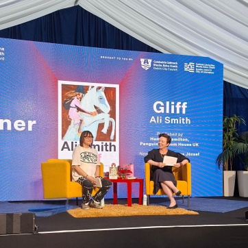 Ali Smith and Belinda McKeon on stage at the International Literature Festival Dublin