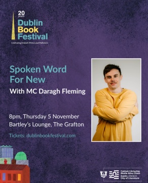Dublin Book Festival Poster with a photo of Daragh Fleming