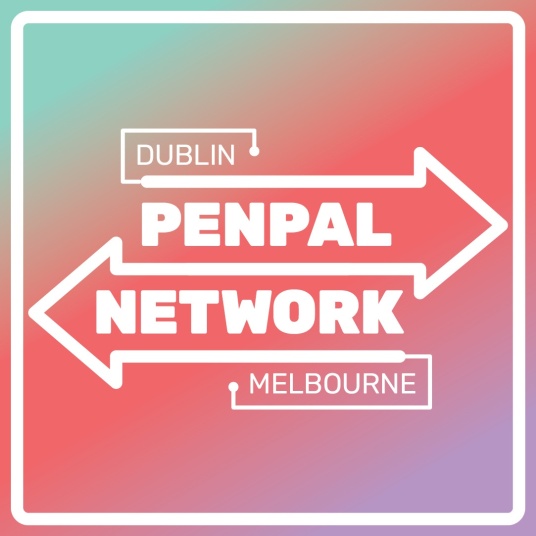 Red and green background with white writing.