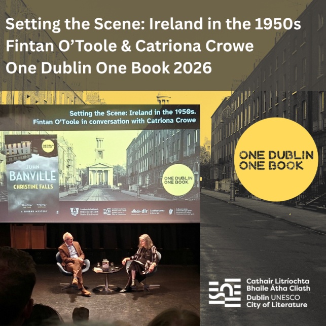 a photo from the event with Fintan O'Toole and Catriona Crowe alongside the event posted